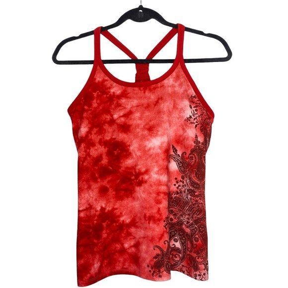 Athleta Tops - Athleta Pavitra Racerback Tank Top Red Paisley Bra Yoga Athletic Size Sm…